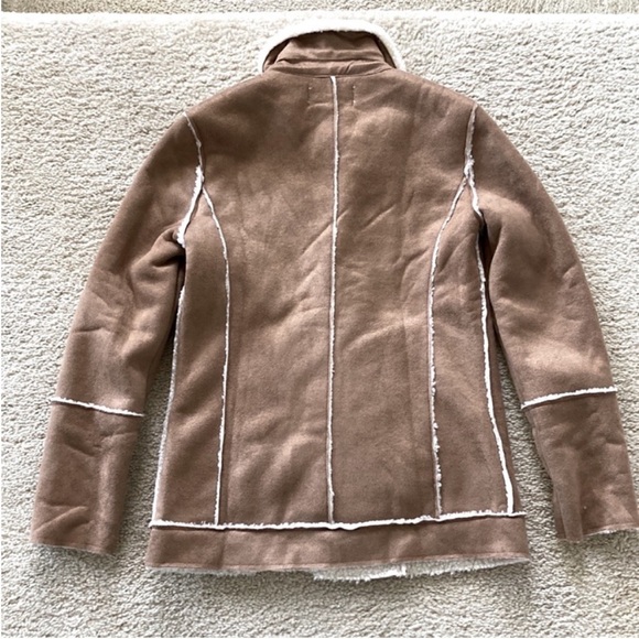 Tan Faux Suede Long Sleeve Moto Style Jacket - Picture 7 of 9